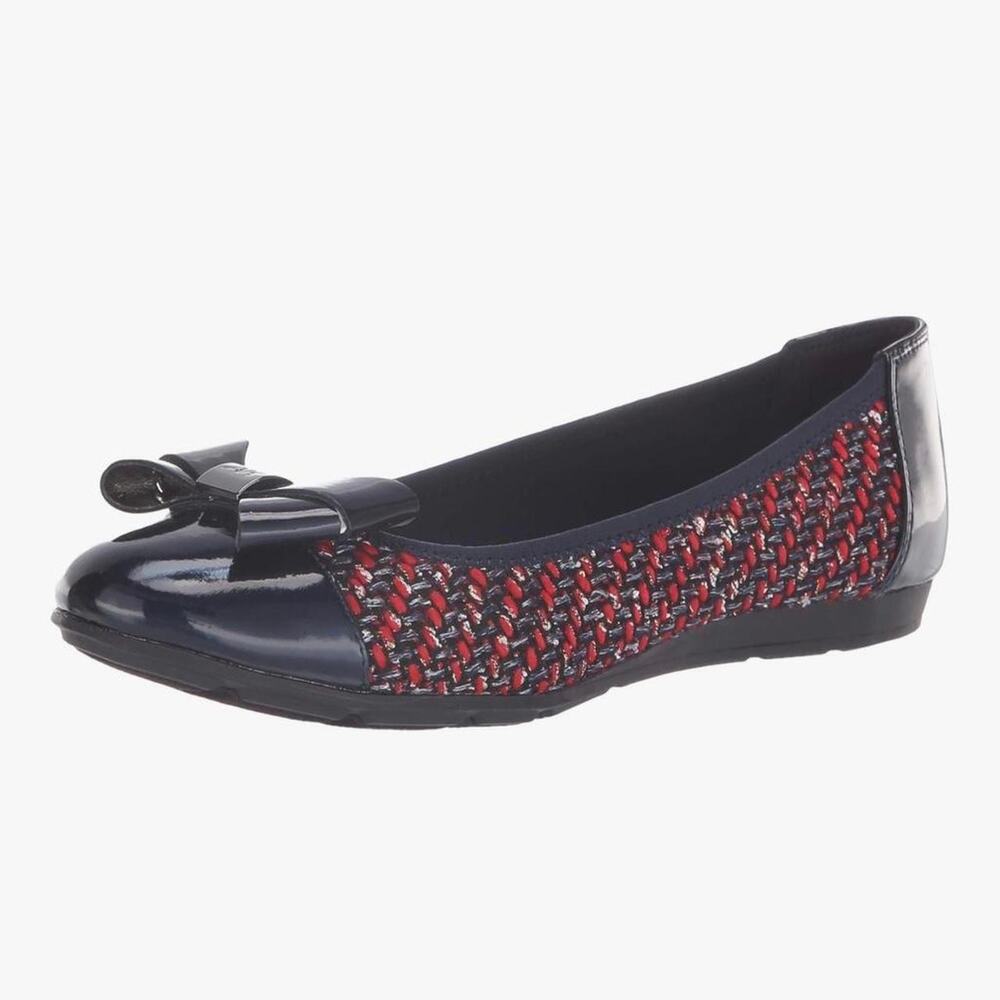Anne Klein Patriotic Alphia coquette bow Ballet Flats – Sz 9.5 Navy and red